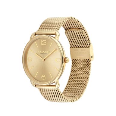 Coach  - Men's Elliot Gold-Tone Stainless Steel Mesh Watch Gold Dial