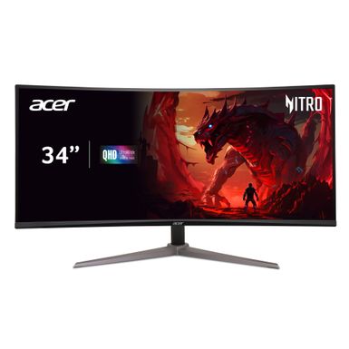 Acer - Nitro 34" Curved QHD 180Hz 1ms FreeSync Premium Gaming Monitor (DisplayPort, HDMI) - Black