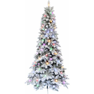 Fraser Hill Farm 6.5' White Tail Pine Tree, Multi Color & G40 LED Lights