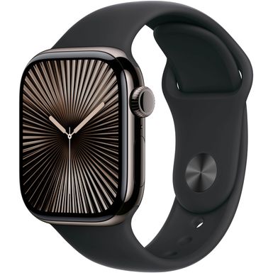 Apple Watch Series 10 (GPS+Cellular) 42mm Titanium Case with Black Sport Band - S/M - Slate