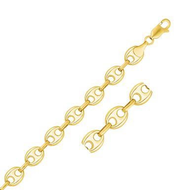 11.0mm 14k Yellow Gold Puffed Mariner Link Bracelet (8.5 Inch)