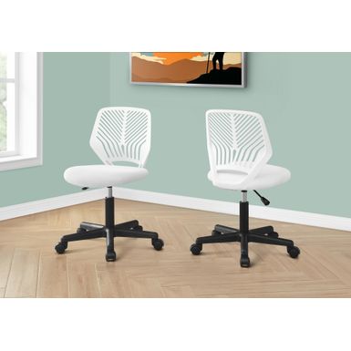 Office Chair/ Adjustable Height/ Swivel/ Ergonomic/ Computer Desk/ Work/ Juvenile/ Metal/ Fabric/ White/ Black/ Contemporary/ Modern