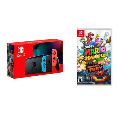 Nintendo - Switch 1.1 (Red/Blue) + Super Mario 3D World Bowsers Fury BUNDLE