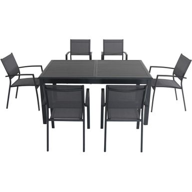 Cameron 7pc: 6 Aluminum Sling Chairs, 63-94" Aluminum Extension Table