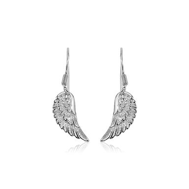 Sterling Silver Textured Angel Wing Earrings