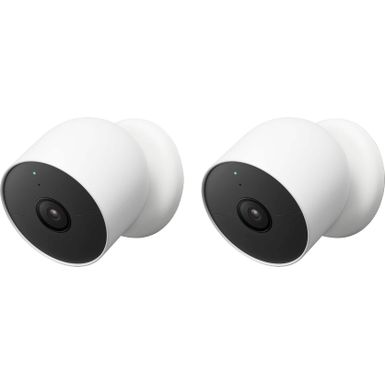 Google - Nest Cam 2 Pack Indoor/Outdoor Wire Free Security Cameras - Snow