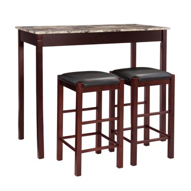 Jasmine 3Pc Tavern Set Espresso Faux Marble