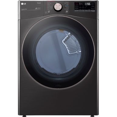 LG - 7.4 Cu. Ft. Stackable Smart Electric Dryer with Steam and Built-In Intelligence - Black Steel