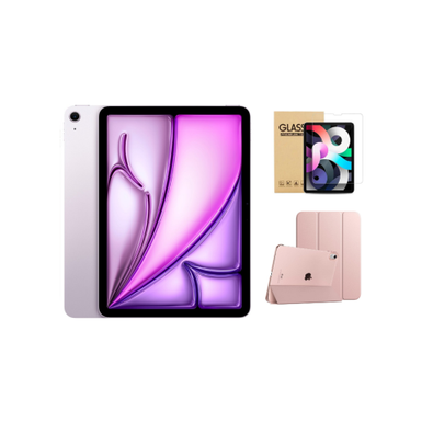 Apple - 11-inch iPad Air (Latest Model) M2 chip Wi-Fi 512GB - Purple With Rose Gold Case Bundle