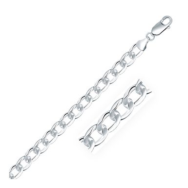 Rhodium Plated 7.9mm Sterling Silver Curb Style Chain (20 Inch)