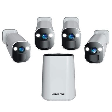 Night Owl - 8-Channel, 4-Camera Indoor/Outdoor Wire Free 2K 64GB Security System - White