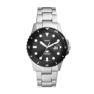 Fossil  - Men's Fossil Blue Silver-Tone Stainless Steel Watch Black Dial