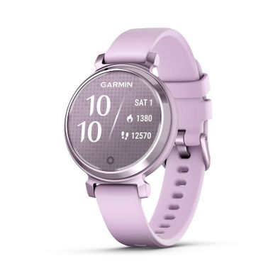 Garmin - Lily 2 Smartwatch 34 mm Anodized Aluminum - Metallic Lilac with Lilac Silicone Band