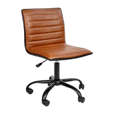 Flash Furniture - Alan Contemporary Vinyl Swivel Office Chair - Brown Vinyl/Black Frame