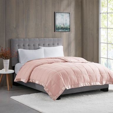 Blush Windom Lightweight Down Alternative Blanket with Satin Trim King