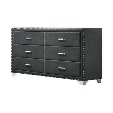 Melody 6-drawer Upholstered Dresser Grey