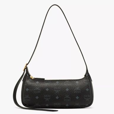 MCM Small Aren Shoulder Bag in Visetos-Black