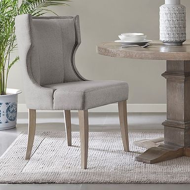 Light Grey Carson Upholstered Wingback Dining Chair