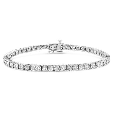 .925 Sterling Silver 1/2 Cttw Lab Grown Diamond Illusion-Set Miracle Plate Tennis Bracelet (G-H Color, SI1-SI2 Clarity) - Size 7.25"