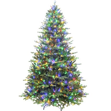 Fraser Hill Farm 9.0' Oregon Pine Tree, 10 Function Multi LED Lights, EZ Connect, Timer, Remote