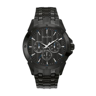 Bulova  - Mens Black Ion-Plated Stainless Steel Watch Black Dial