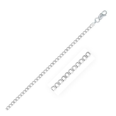 Rhodium Plated 3.0mm Sterling Silver Curb Style Chain (24 Inch)