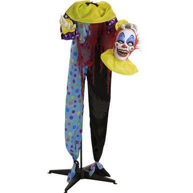 Life-Size Animatronic Talking Clown with Lights and Sound, Indoor or Covered Outdoor Halloween Decoration