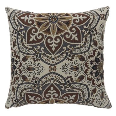 Contemporary Fabric 21" x 21" Throw Pillows in Brown/Multi (Set of 2)