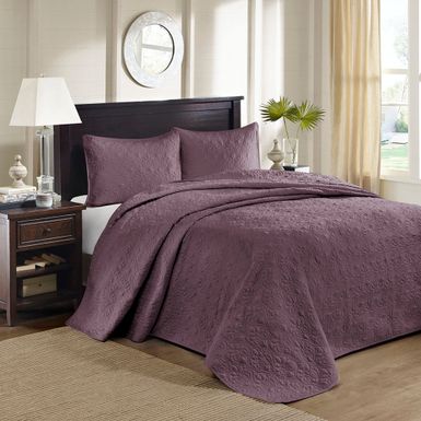 Purple Quebec Reversible Bedspread Set King