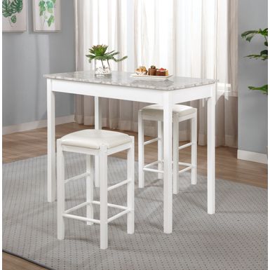 Jasmine 3Pc Tavern Set White Faux Marble