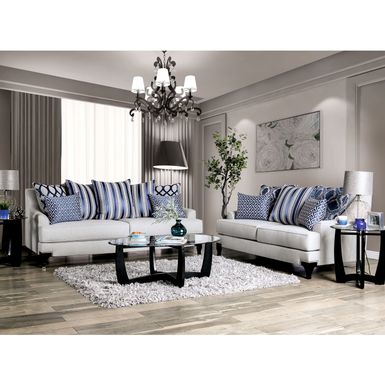 Transitional Chenille Sloped Arms 2-Piece Sofa Set