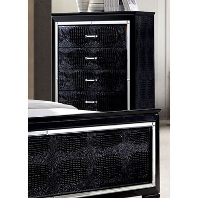 Contemporary Solid Wood 5-Drawer Chest in Black