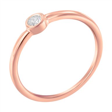 14K Rose Gold Plated .925 Sterling Silver Miracle Set Diamond Ring (1/20 Cttw, J-K Color, I1-I2 Clarity) - Size 6