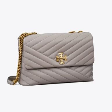 Tory Burch Kira Chevron Small Convertible Shoulder Bag-Gray Heron