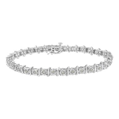 .925 Sterling Silver 1.0 Cttw Diamond S-Curve Link Miracle-Set Tennis Bracelet (I-J Color, I3 Clarity) -7"