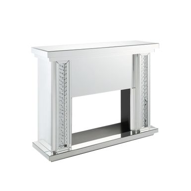 ACME Nysa Fireplace, Mirrored & Faux Crystals