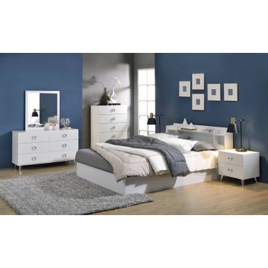 ACME Perse Queen Bed w/Storage, White Finish