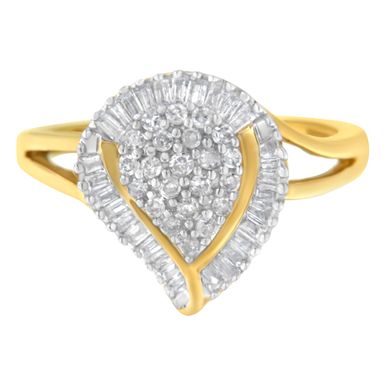 10K Yellow Gold Diamond Cluster Ring (1/2 Cttw, I-J Color, I1-I2 Clarity) - Size 6