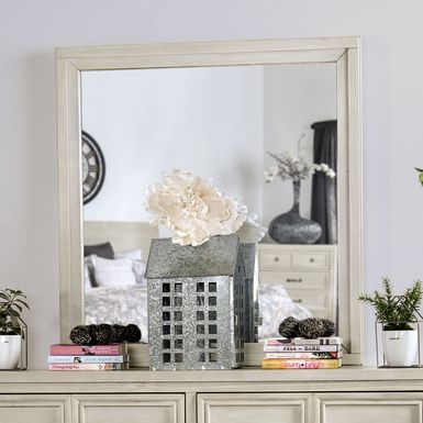 Transitional Mirror in Antique White