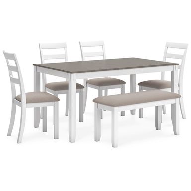 Stonehollow Dining Table and Chairs with Bench (Set of 6)