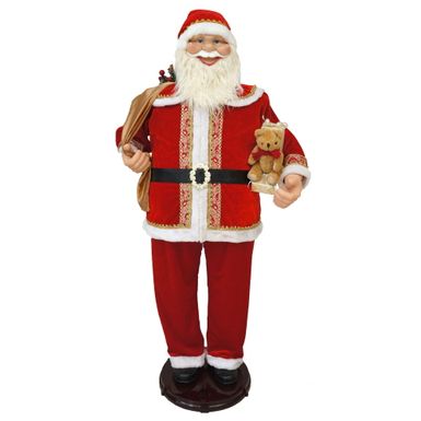 58" Santa with Toy Sack and Teddy Bear/Gift, Dancing/Music