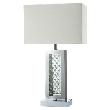 Contemporary Metal On-Off Line Switch Table Lamp with USB in Chrome