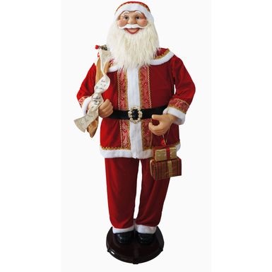 Christmas Time 58-In. Dancing Santa Claus with Naughty & Nice List, Gifts and Toy Sack, Animated Indoor Christmas Holiday Home Decor