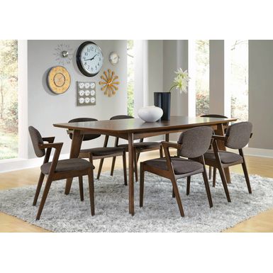 Malone 7-piece Rectangular Dining Set Dark Walnut and Grey