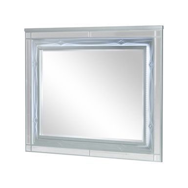 Gunnison Dresser Mirror with LED Lighting Silver Metallic