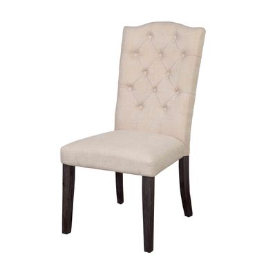 ACME Gerardo Side Chair (Set-2), Beige Linen & Weathered Espresso