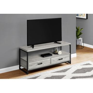 TV Stand/ 48 Inch/ Console/ Media Entertainment Center/ Storage Drawers/ Living Room/ Bedroom/ Laminate/ Metal/ Grey/ Black/ Contemporary/ Modern