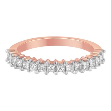 10K Rose Gold Flashed .925 Sterling Silver Diamond Band Ring (1/2 Cttw, J-K Color, I1-I2 Clarity) - Size 8