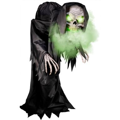 Motion Activated Hunched Skeleton Reaper by Tekky, Premium Talking Halloween Animatronic, Plug-In or Battery