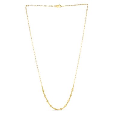 14k Yellow Gold Bead Paperclip Necklace